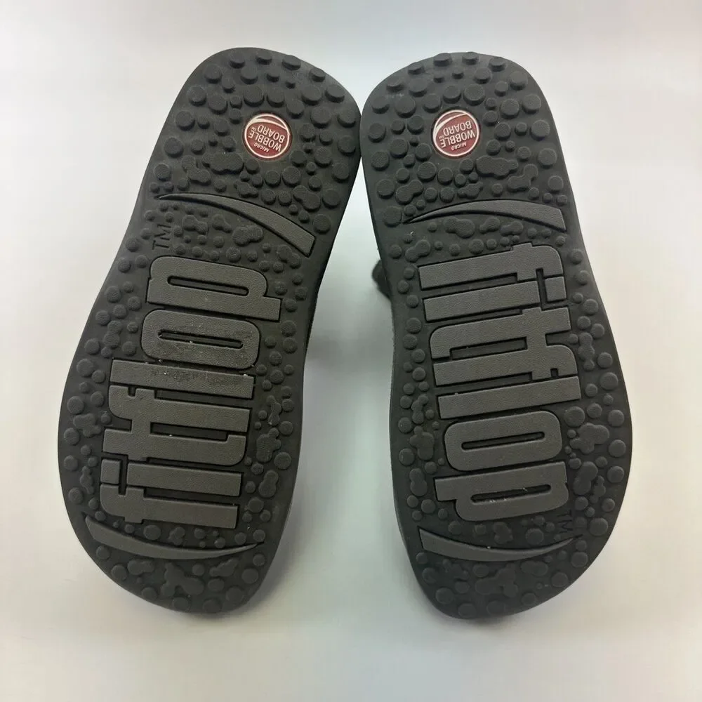 FitFlop Superboot Short Smoke Gray Suede Pull On Buckle Comfort Toning Womens 7